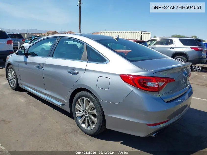 2017 Hyundai Sonata Sport VIN: 5NPE34AF7HH504051 Lot: 40335020