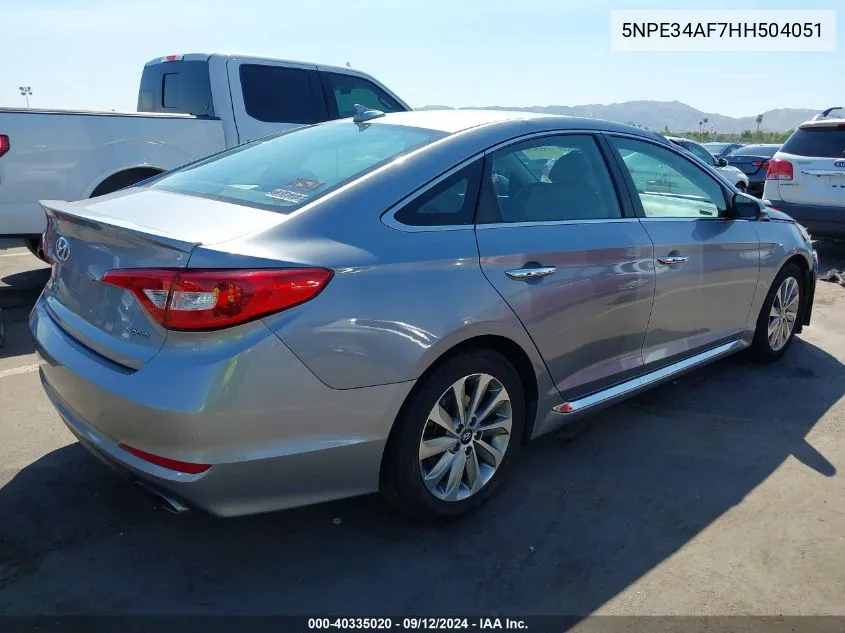 2017 Hyundai Sonata Sport VIN: 5NPE34AF7HH504051 Lot: 40335020