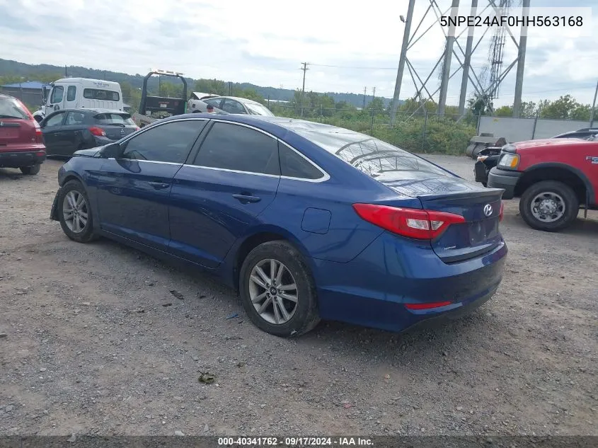 2017 Hyundai Sonata VIN: 5NPE24AF0HH563168 Lot: 40341762