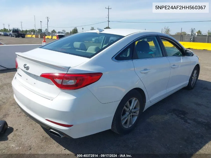 2017 Hyundai Sonata Se VIN: 5NPE24AF2HH560367 Lot: 40372514