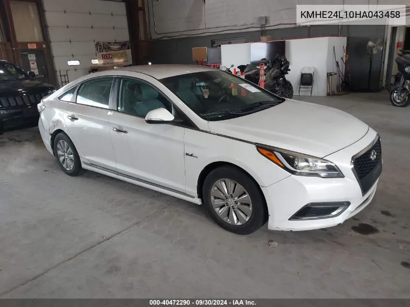 2017 Hyundai Sonata Hybrid Se VIN: KMHE24L10HA043458 Lot: 40472290