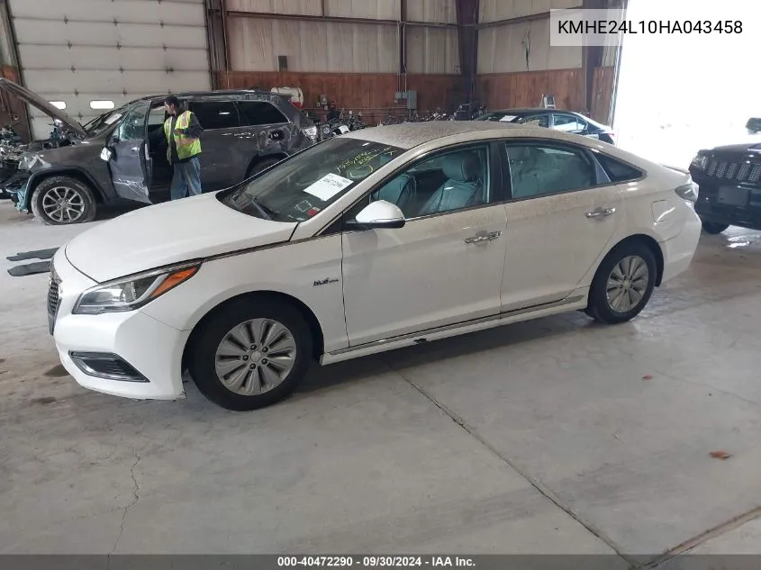 2017 Hyundai Sonata Hybrid Se VIN: KMHE24L10HA043458 Lot: 40472290