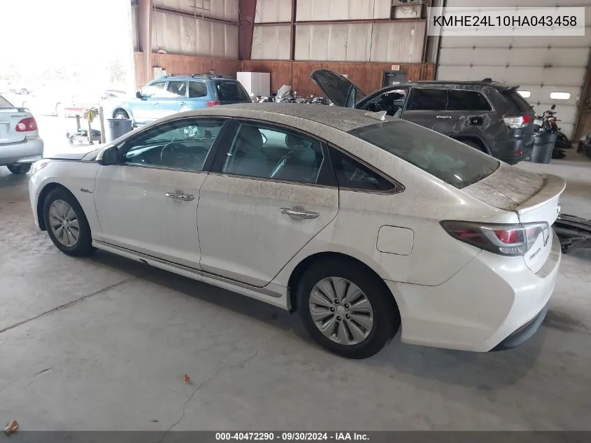 2017 Hyundai Sonata Hybrid Se VIN: KMHE24L10HA043458 Lot: 40472290