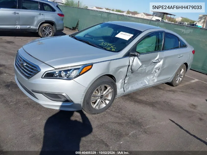 2017 Hyundai Sonata Se VIN: 5NPE24AF6HH479033 Lot: 40485329