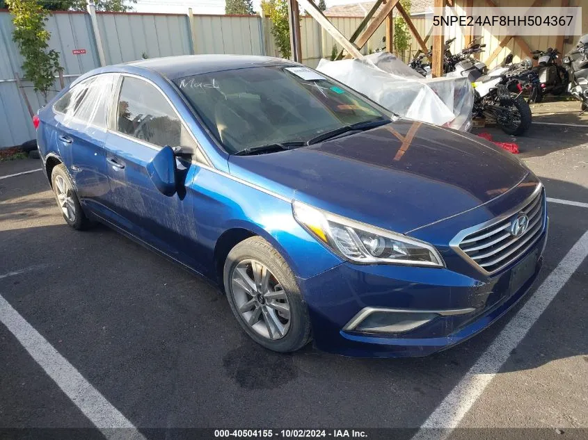 2017 Hyundai Sonata Se VIN: 5NPE24AF8HH504367 Lot: 40504155