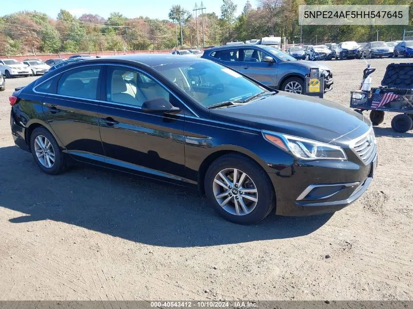 2017 Hyundai Sonata Se VIN: 5NPE24AF5HH547645 Lot: 40543412