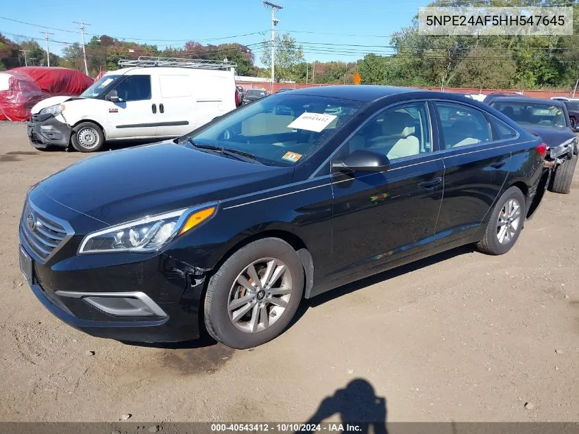 2017 Hyundai Sonata Se VIN: 5NPE24AF5HH547645 Lot: 40543412