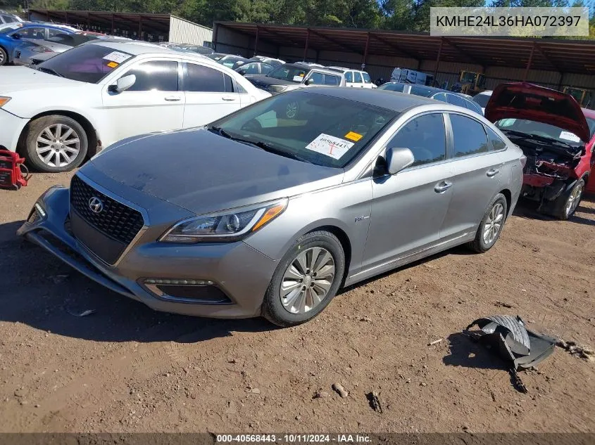 2017 Hyundai Sonata Hybrid Se VIN: KMHE24L36HA072397 Lot: 40568443