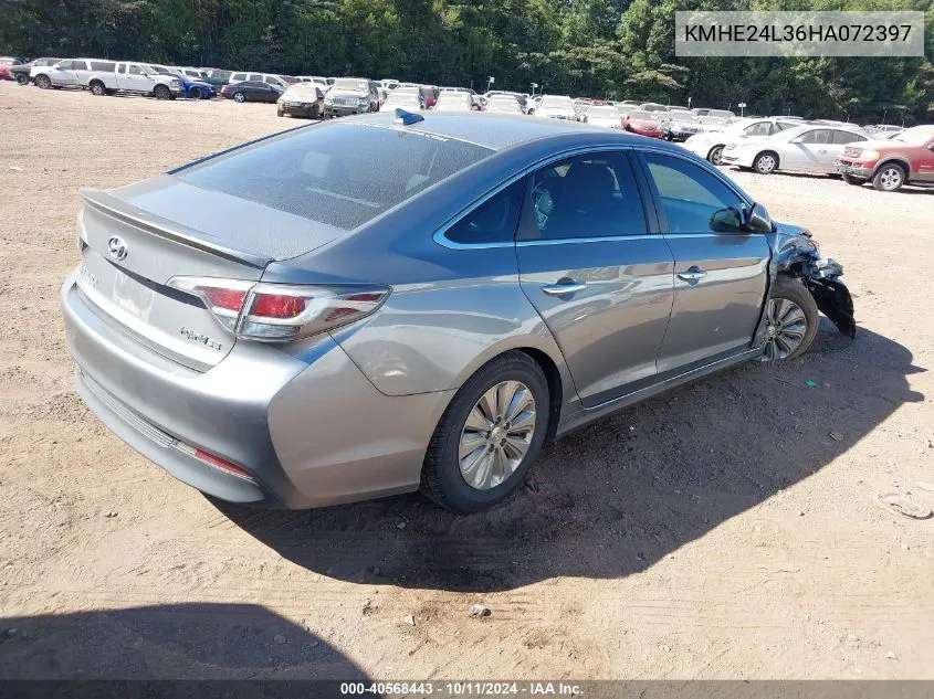 2017 Hyundai Sonata Hybrid Se VIN: KMHE24L36HA072397 Lot: 40568443