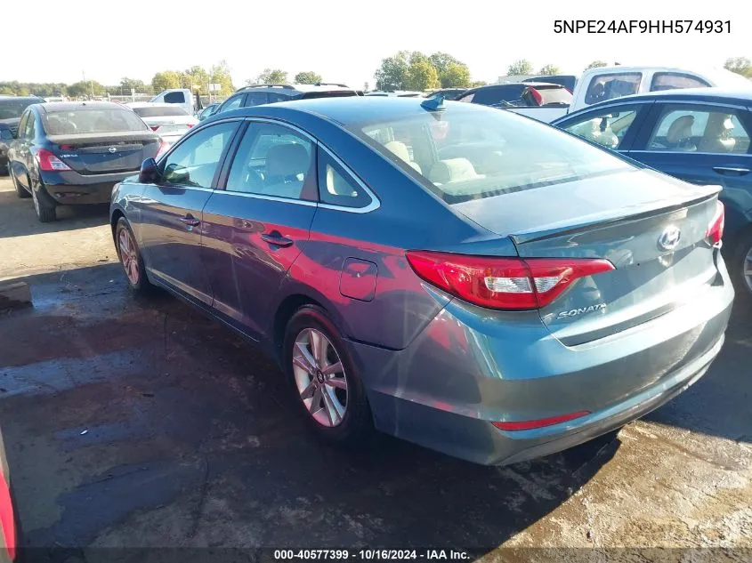 2017 Hyundai Sonata VIN: 5NPE24AF9HH574931 Lot: 40577399