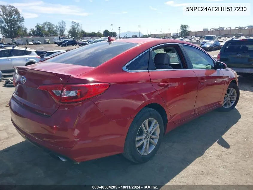 5NPE24AF2HH517230 2017 Hyundai Sonata