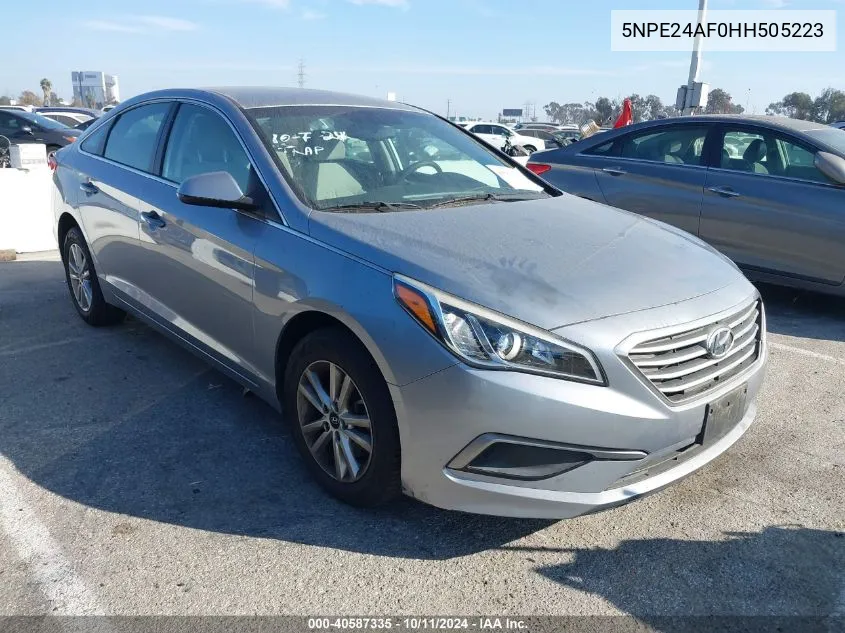 2017 Hyundai Sonata Se VIN: 5NPE24AF0HH505223 Lot: 40587335