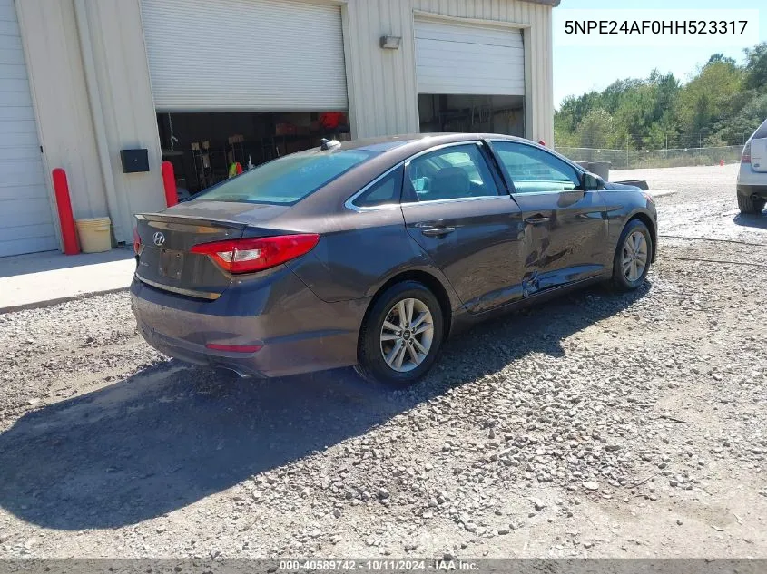 2017 Hyundai Sonata Se VIN: 5NPE24AF0HH523317 Lot: 40589742