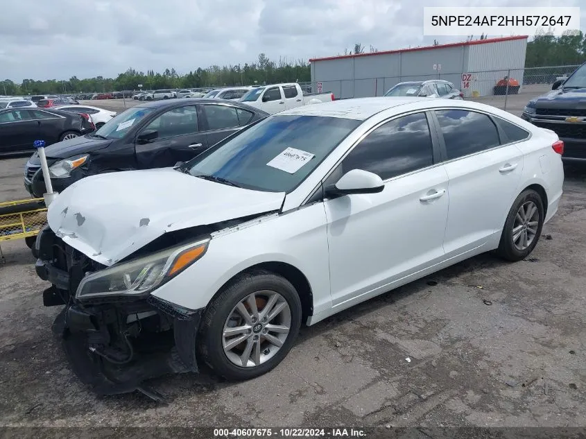 2017 Hyundai Sonata VIN: 5NPE24AF2HH572647 Lot: 40607675