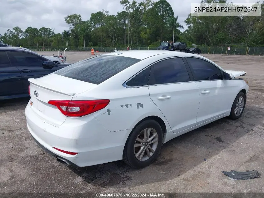 2017 Hyundai Sonata VIN: 5NPE24AF2HH572647 Lot: 40607675