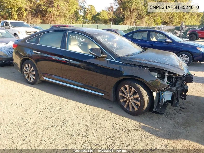 2017 Hyundai Sonata Limited VIN: 5NPE34AF5HH524010 Lot: 40633261