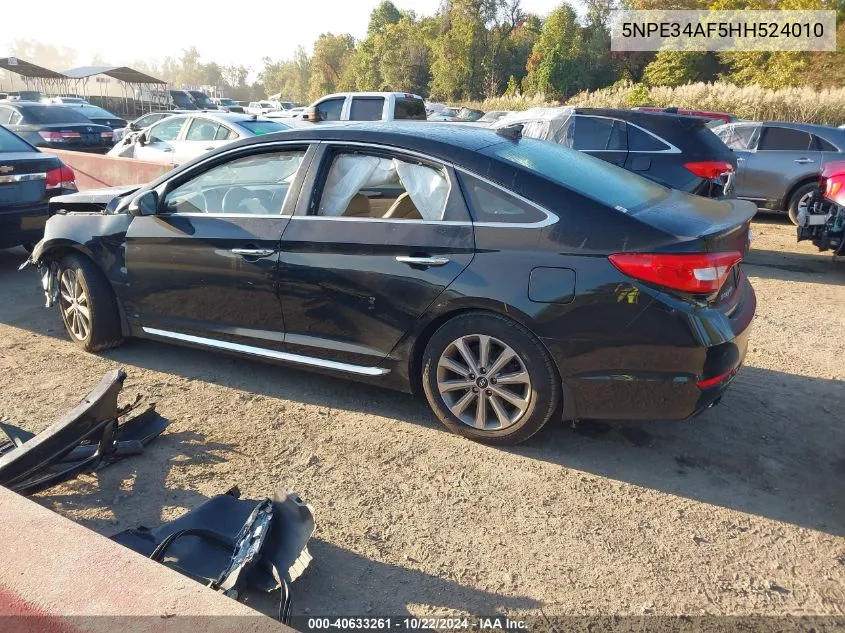 5NPE34AF5HH524010 2017 Hyundai Sonata Limited