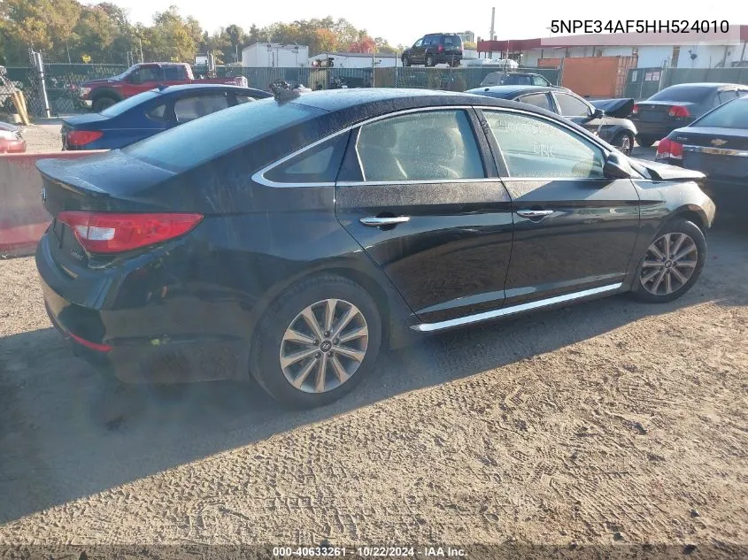 5NPE34AF5HH524010 2017 Hyundai Sonata Limited