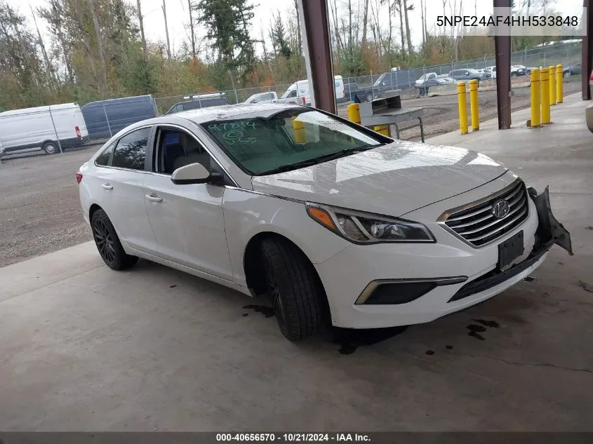 2017 Hyundai Sonata Se VIN: 5NPE24AF4HH533848 Lot: 40656570