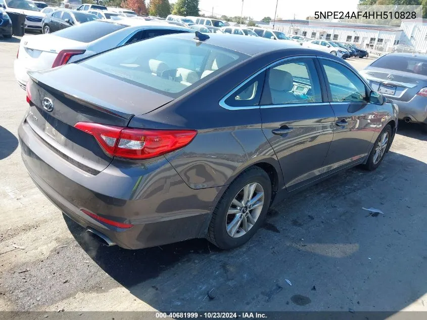 2017 Hyundai Sonata VIN: 5NPE24AF4HH510828 Lot: 40681999