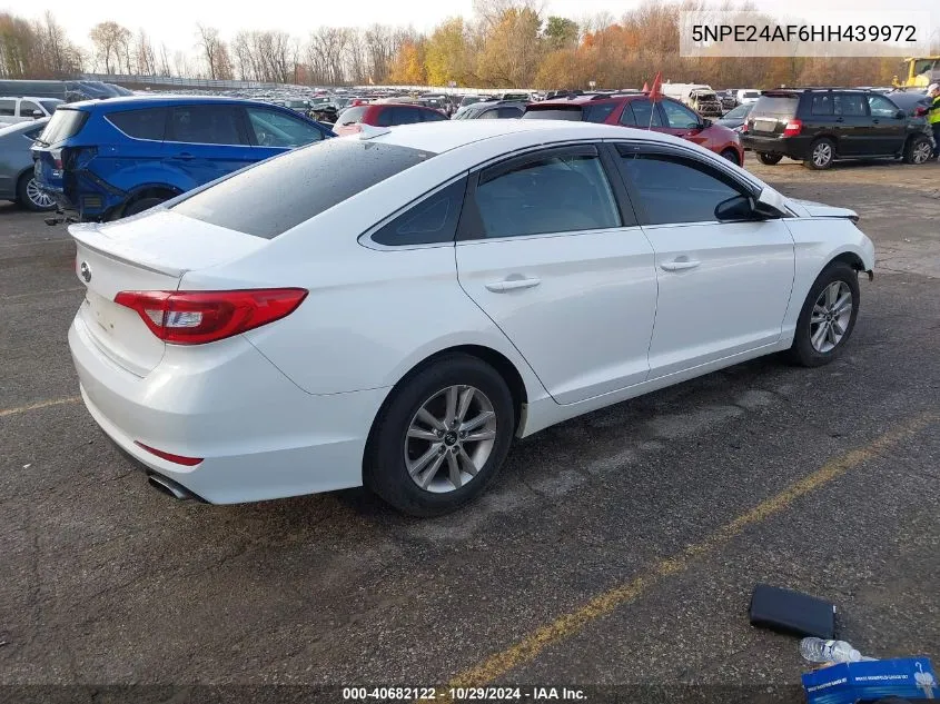 2017 Hyundai Sonata VIN: 5NPE24AF6HH439972 Lot: 40682122