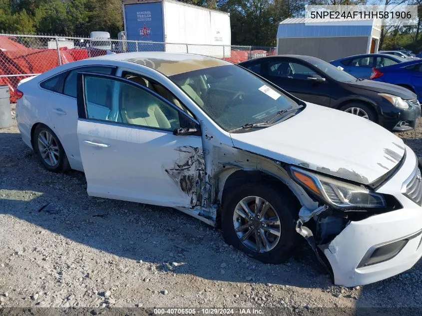 2017 Hyundai Sonata VIN: 5NPE24AF1HH581906 Lot: 40706505