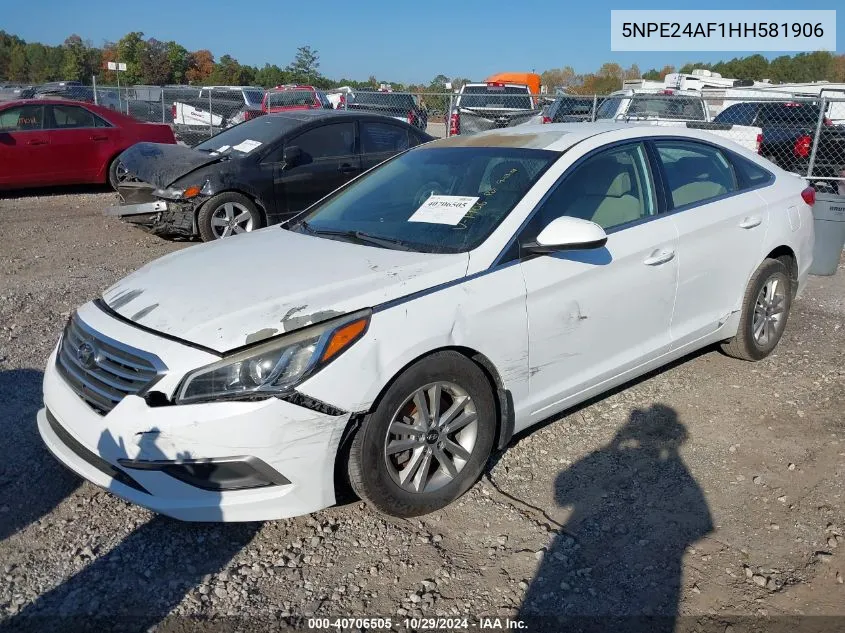 2017 Hyundai Sonata VIN: 5NPE24AF1HH581906 Lot: 40706505