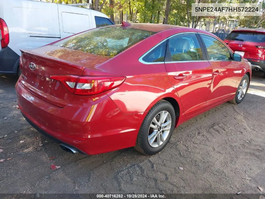 2017 Hyundai Sonata Se VIN: 5NPE24AF7HH572224 Lot: 40716282