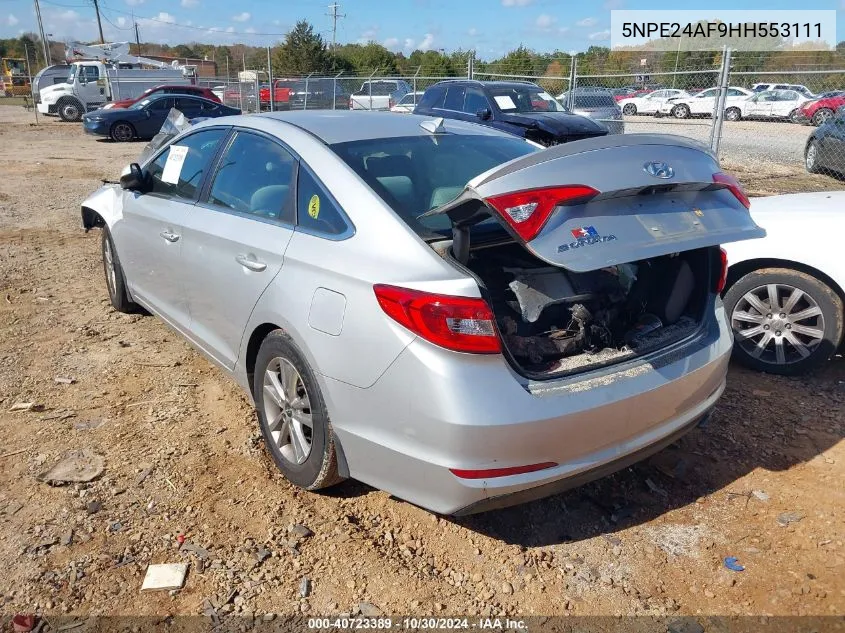 2017 Hyundai Sonata Se VIN: 5NPE24AF9HH553111 Lot: 40723389