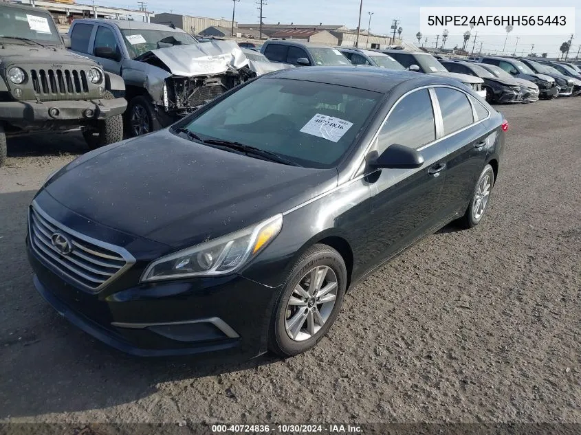 2017 Hyundai Sonata Se VIN: 5NPE24AF6HH565443 Lot: 40724836