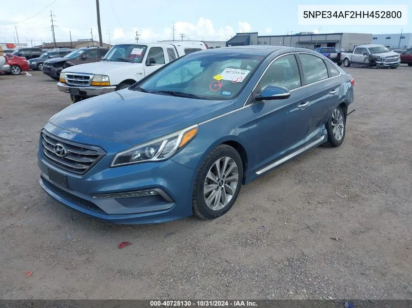 2017 Hyundai Sonata Sport VIN: 5NPE34AF2HH452800 Lot: 40725130