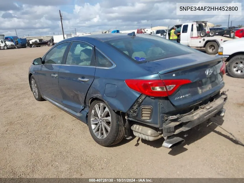 2017 Hyundai Sonata Sport VIN: 5NPE34AF2HH452800 Lot: 40725130