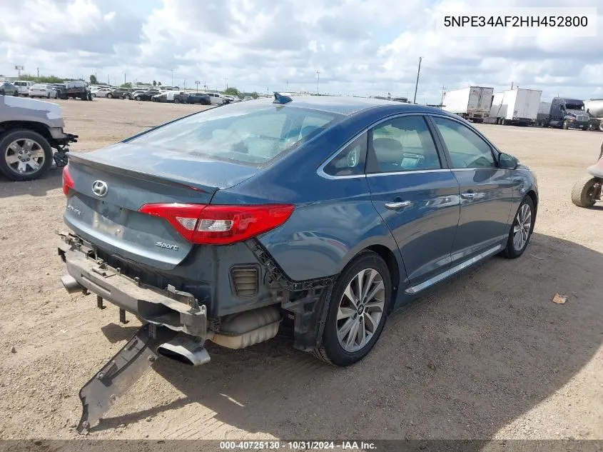 2017 Hyundai Sonata Sport VIN: 5NPE34AF2HH452800 Lot: 40725130