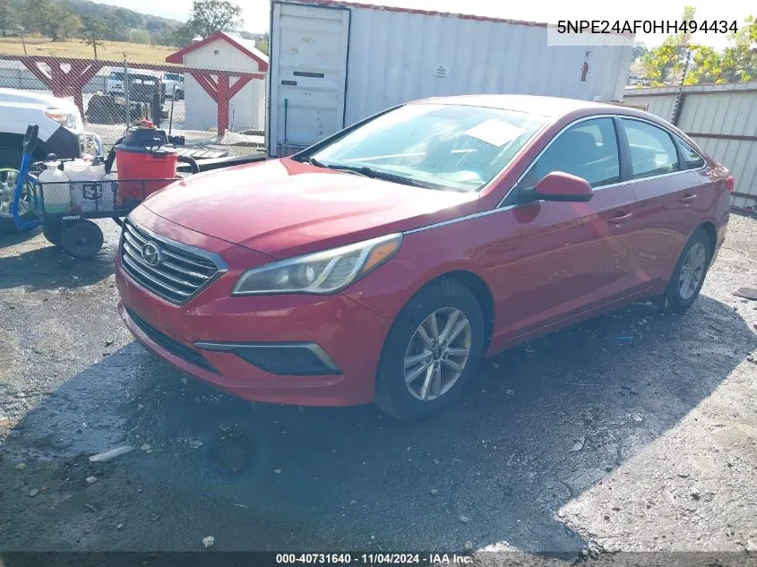 2017 Hyundai Sonata VIN: 5NPE24AF0HH494434 Lot: 40731640