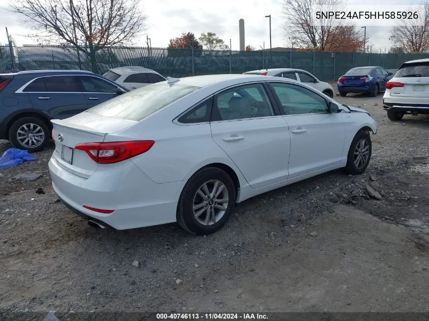 2017 Hyundai Sonata VIN: 5NPE24AF5HH585926 Lot: 40746113