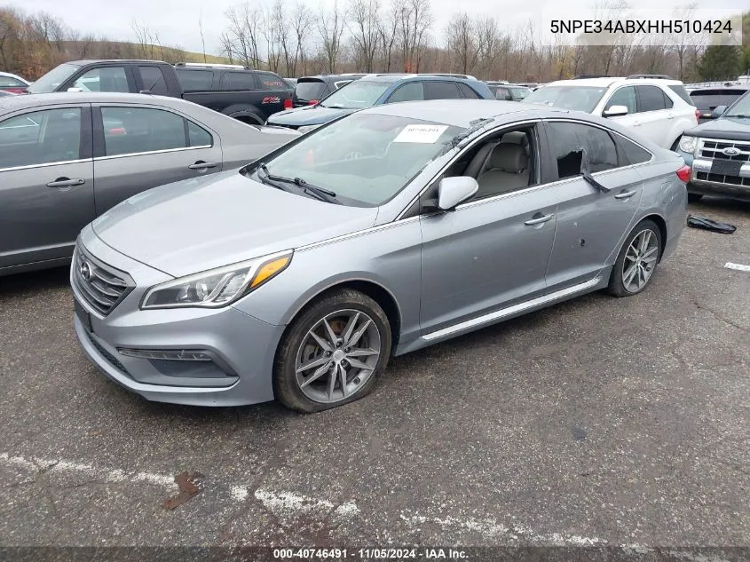 2017 Hyundai Sonata Sport 2.0T VIN: 5NPE34ABXHH510424 Lot: 40746491