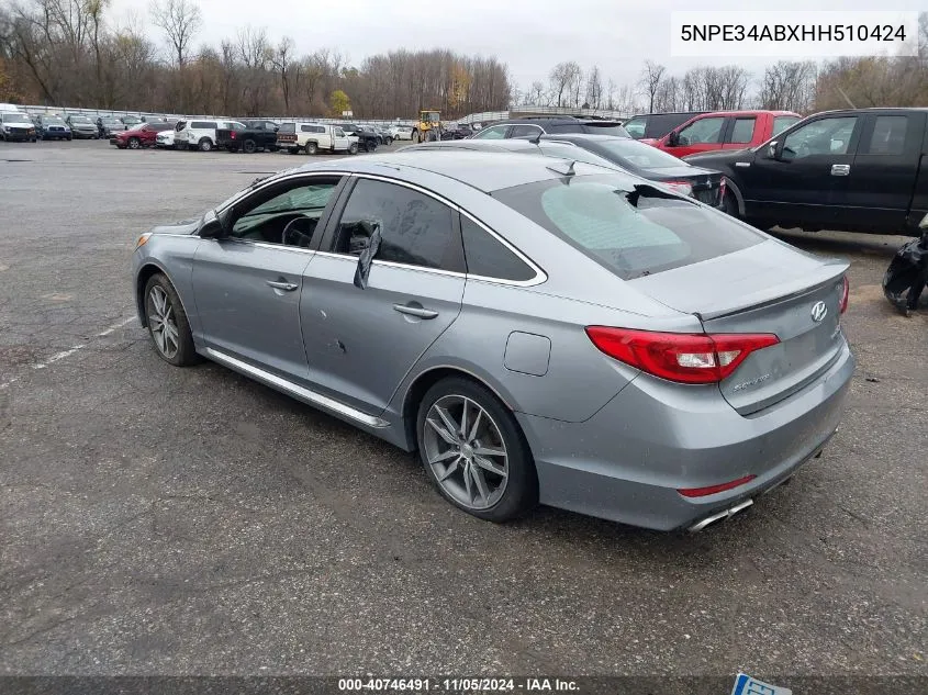 2017 Hyundai Sonata Sport 2.0T VIN: 5NPE34ABXHH510424 Lot: 40746491