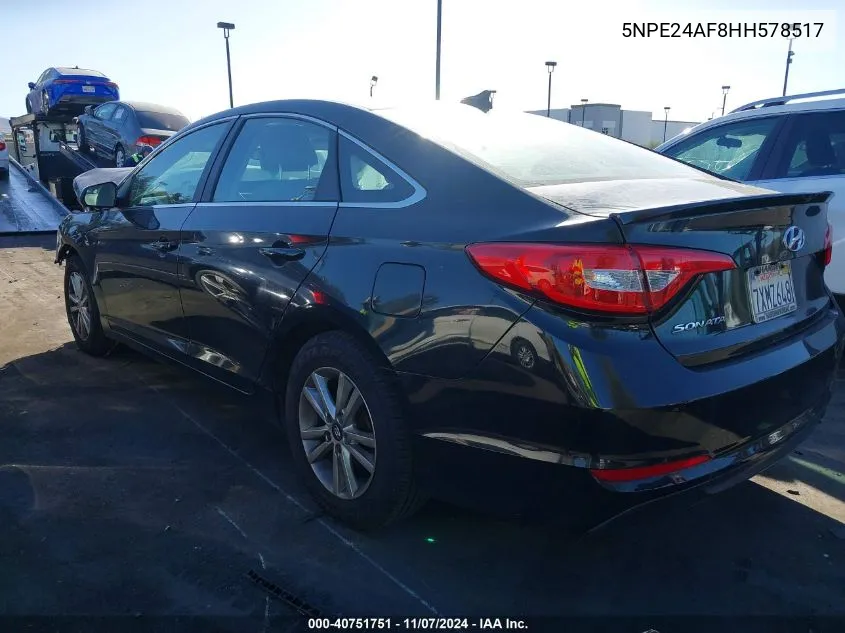 2017 Hyundai Sonata Se VIN: 5NPE24AF8HH578517 Lot: 40751751