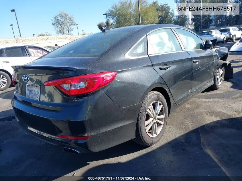 2017 Hyundai Sonata Se VIN: 5NPE24AF8HH578517 Lot: 40751751