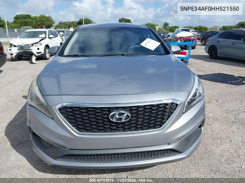 2017 Hyundai Sonata Sport VIN: 5NPE34AF0HH521550 Lot: 40753014