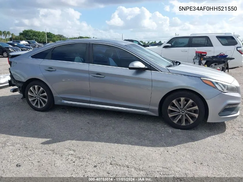 2017 Hyundai Sonata Sport VIN: 5NPE34AF0HH521550 Lot: 40753014