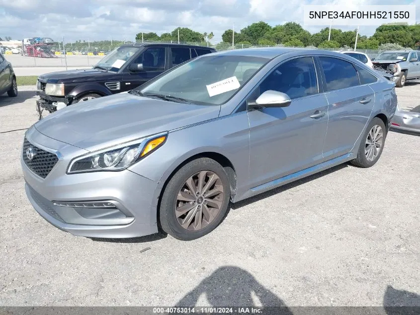 2017 Hyundai Sonata Sport VIN: 5NPE34AF0HH521550 Lot: 40753014