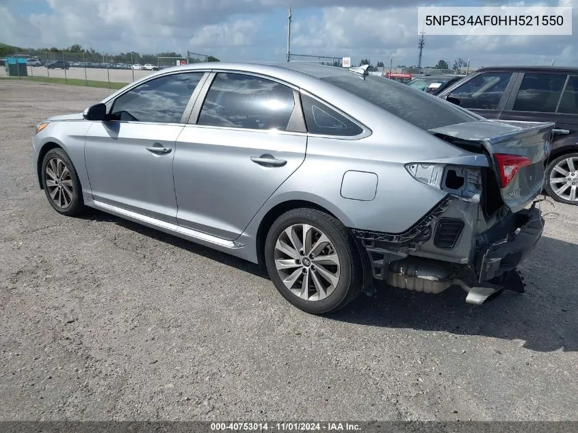 2017 Hyundai Sonata Sport VIN: 5NPE34AF0HH521550 Lot: 40753014