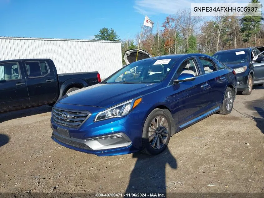 2017 Hyundai Sonata Limited VIN: 5NPE34AFXHH505937 Lot: 40759471