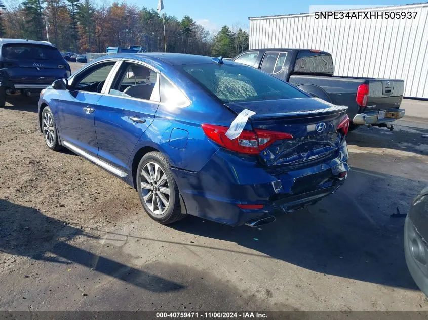 2017 Hyundai Sonata Limited VIN: 5NPE34AFXHH505937 Lot: 40759471