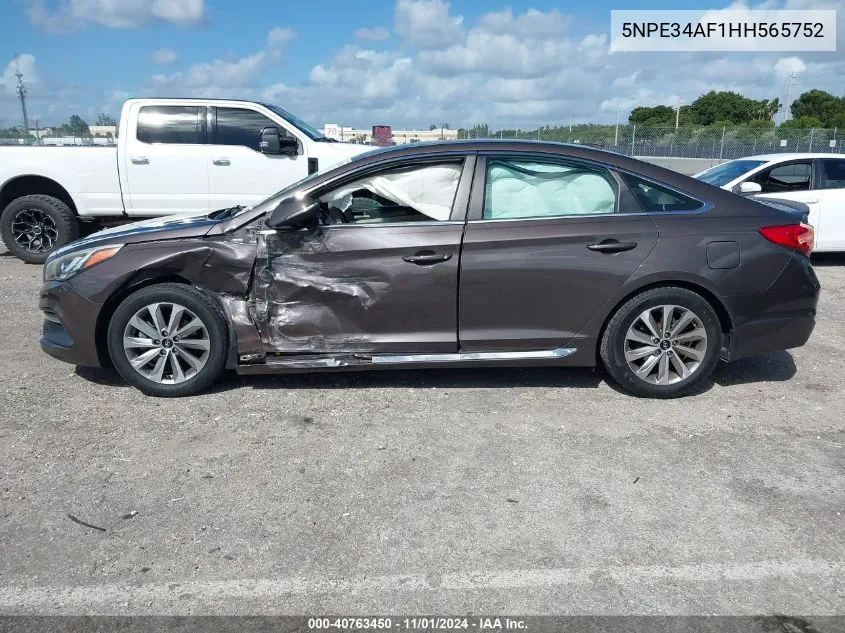 2017 Hyundai Sonata Sport VIN: 5NPE34AF1HH565752 Lot: 40763450