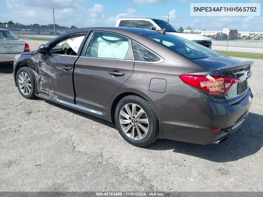 2017 Hyundai Sonata Sport VIN: 5NPE34AF1HH565752 Lot: 40763450