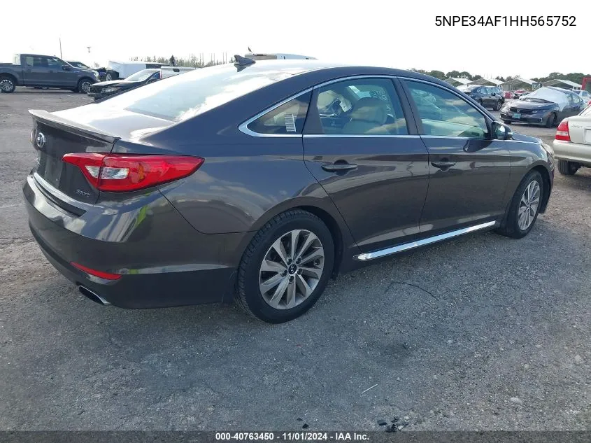 2017 Hyundai Sonata Sport VIN: 5NPE34AF1HH565752 Lot: 40763450