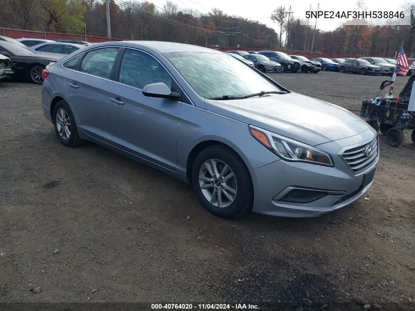 2017 Hyundai Sonata VIN: 5NPE24AF3HH538846 Lot: 40764020