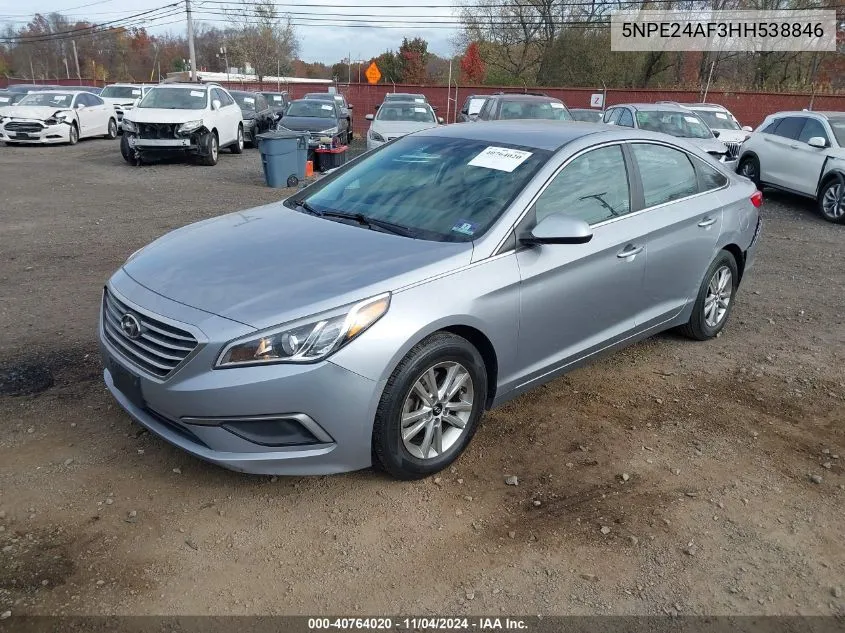 2017 Hyundai Sonata VIN: 5NPE24AF3HH538846 Lot: 40764020